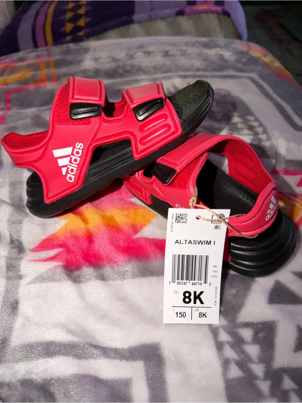 NEW Adidas Altaswim I Sandals Size 8K | Red | Adjustable Water Shoes | NWT